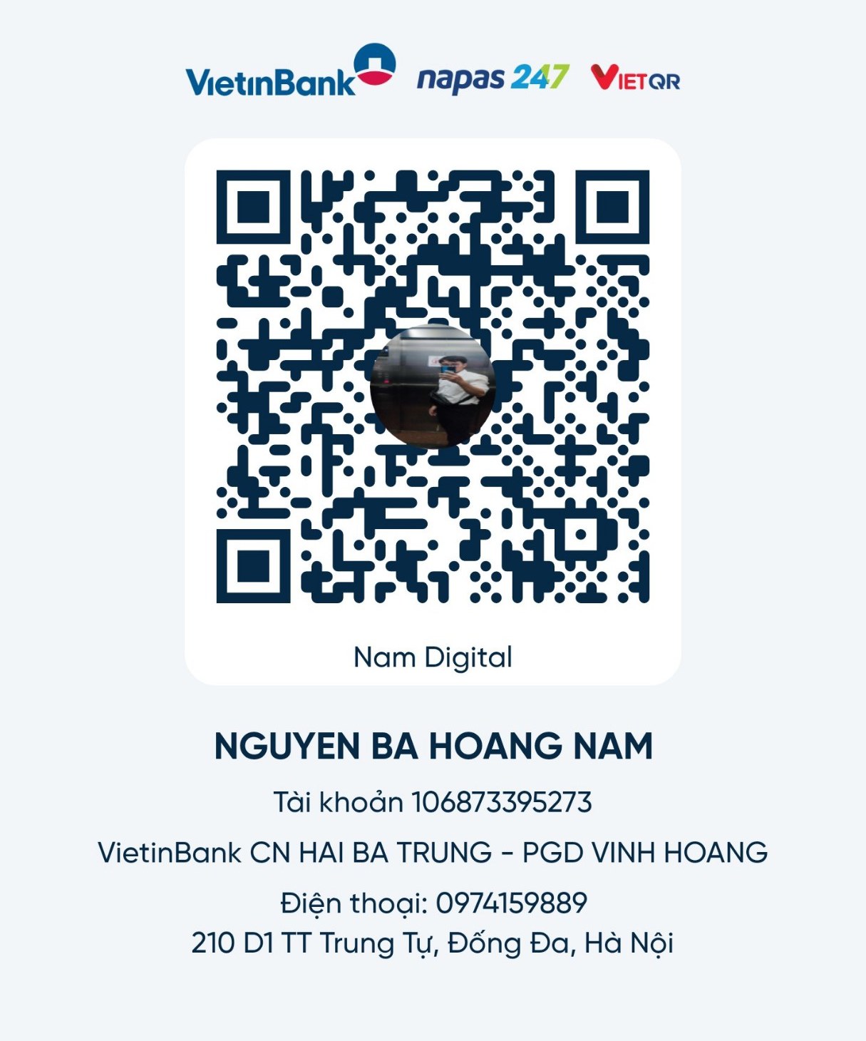 Mã QR chuyển khoản — tài khoản cá nhân